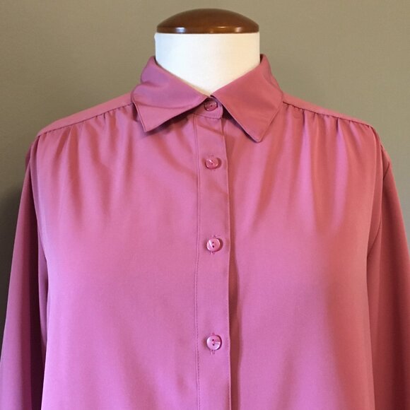 Outline Korean Blush Pink Slinky Pleated Button Down Shirt - Picture 7 of 16